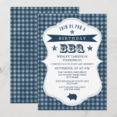 Gingham Barbecue Birthday Party Invitation Kaart (Voorkant / Achterkant)