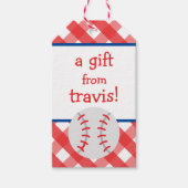 Gingham Baseball Gepersonaliseerde Gift Labels Cadeaulabel (Voorkant)