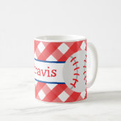 Gingham Baseball Personalized Mug Koffiemok (Voorkant rechts)