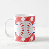 Gingham Baseball Personalized Mug Koffiemok (Links)