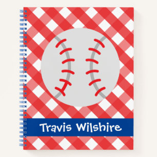 Gingham Baseball Persoonlijk Spiral Notitieboek