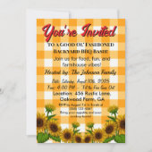 Gingham BBQ Invite Barn Style Backyard Party Kaart (Voorkant)