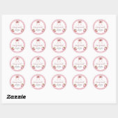 Gingham berry sweet baby shower  ronde sticker (Vel)