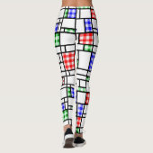 Gingham Blauw Rood Groen Modern Art Grid Legging (Achterkant)