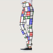 Gingham Blauw Rood Groen Modern Art Grid Legging (Links)
