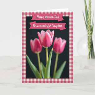 Gingham Bloemen Verjaardagskaart Kaart
