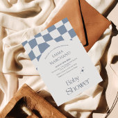 Gingham Blue Checkered | Plaid | Baby Shower Kaart
