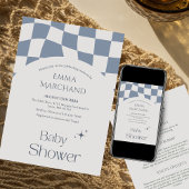 Gingham Blue Checkered | Plaid | Baby Shower Kaart