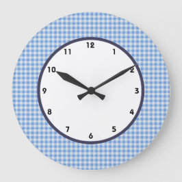 gingham blue en white check klok