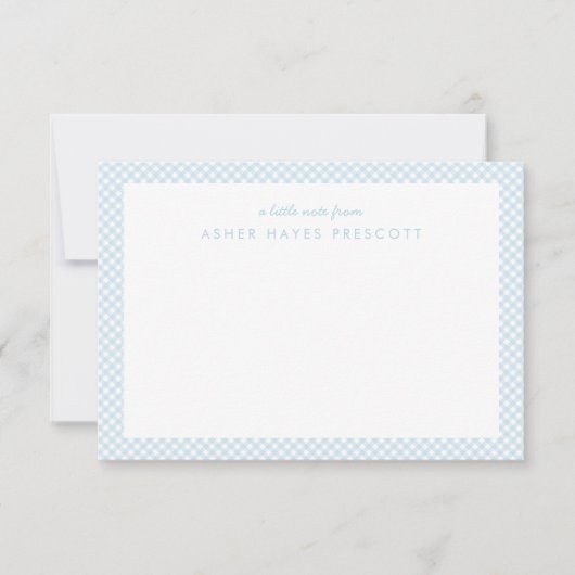 Gingham blue gepersonaliseerde kinderbenodigdheden (Voorkant)