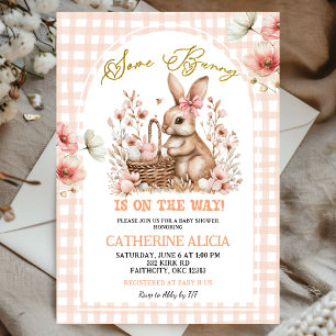 Gingham Boho Bloemachtige Paashaas Baby Shower Kaart