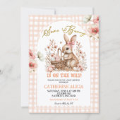 Gingham Boho Floral Easter Bunny Baby Shower Kaart (Voorkant)