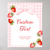 Gingham Bow Strawberry Table Sign Poster (Voorkant)