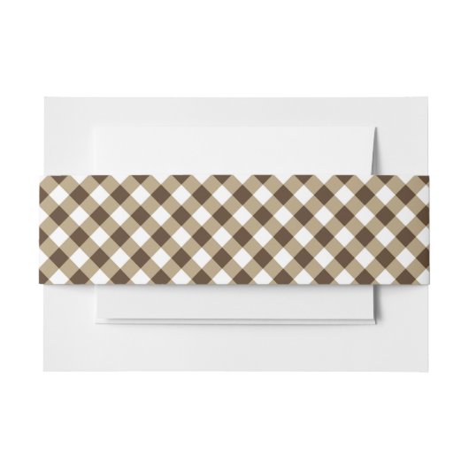 Gingham Brown White Uitnodigingen Wikkel (Voorkant Voorbeeld)