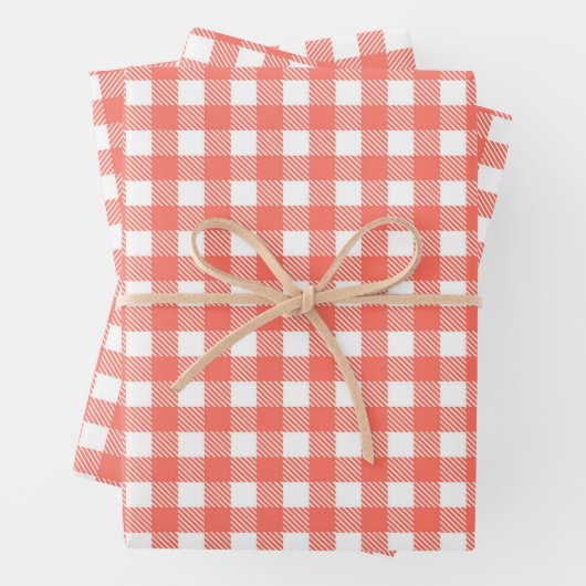Gingham Buffalo Pset Red Modern Farmhouse Inpakpapier Vel (In situ)