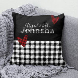 Gingham Buffalo Speciaal Zwart Rood Wit Kussen