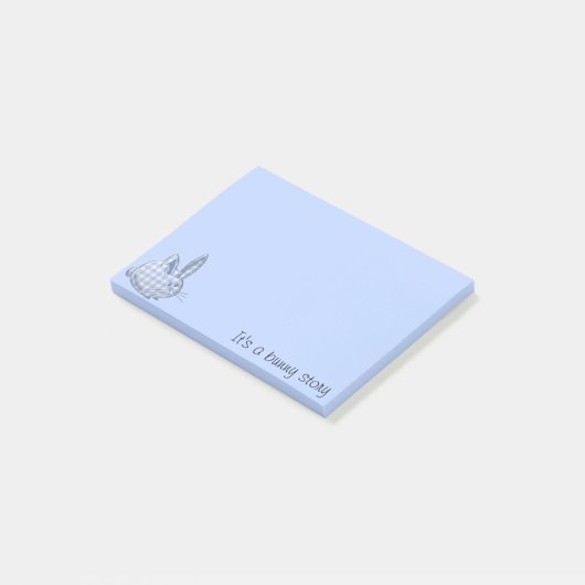 gingham bunny - blauw post-it® notes (Schuin)