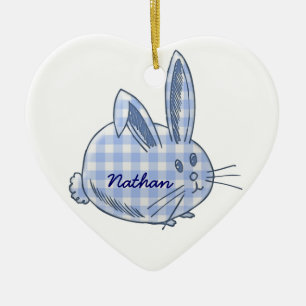 gingham bunny keramisch ornament