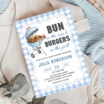 Gingham Burger BBQ Baby Shower Uitnodiging