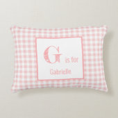 Gingham Check Baby Pink & White - Monogram Nursery Accent Kussen (Voorkant)