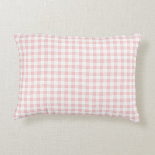 Gingham Check Baby Pink & White - Monogram Nursery Accent Kussen (Achterkant)
