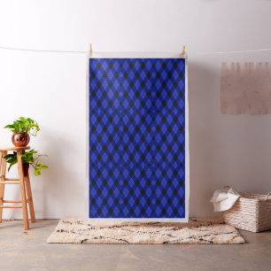 Gingham Check Blue en Black Pattern Fabric Stof