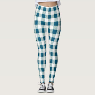 Gingham Check Bluish Green Leggings