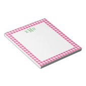 Gingham Check Border Bright Roze Blocnote (Schuin)