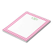 Gingham Check Border Bright Roze Blocnote (Gedraaid)