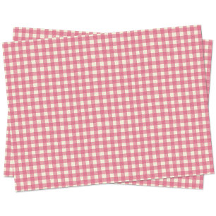 Gingham Check Cherry Pink Cream Tissuepapier