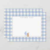 Gingham Check Dog Baby shower Bedankt Opmerking Briefkaart (Voorkant / Achterkant)