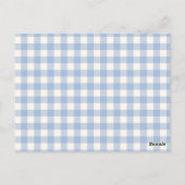 Gingham Check Dog Baby shower Bedankt Opmerking Briefkaart (Achterkant)