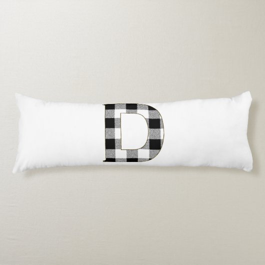 Gingham Check Letter D Lichaamskussen (Voorkant)