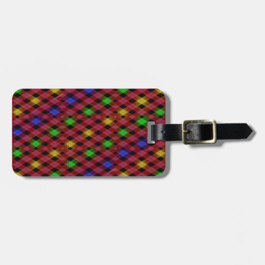 Gingham Check Multicolored Pattern Bagagelabel (Voorkant horizontaal)