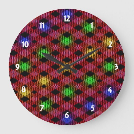 Gingham Check Multicolored Pattern Grote Klok (Voorkant)