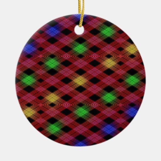 Gingham Check Multicolored Pattern Keramisch Ornament (Voorkant)
