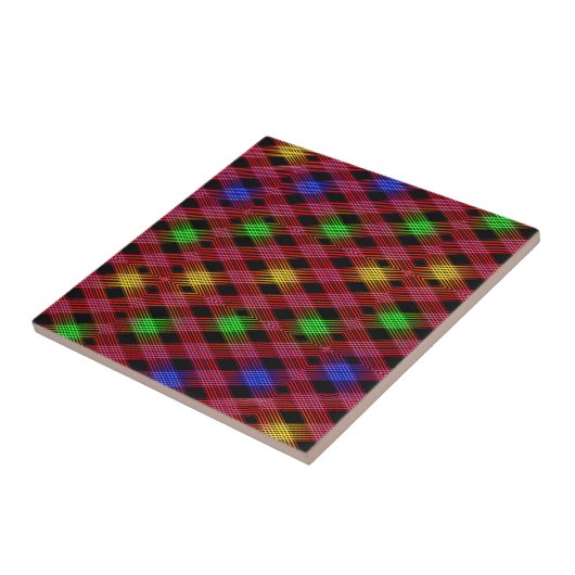 Gingham Check Multicolored Pattern Tegeltje (Zijkant)
