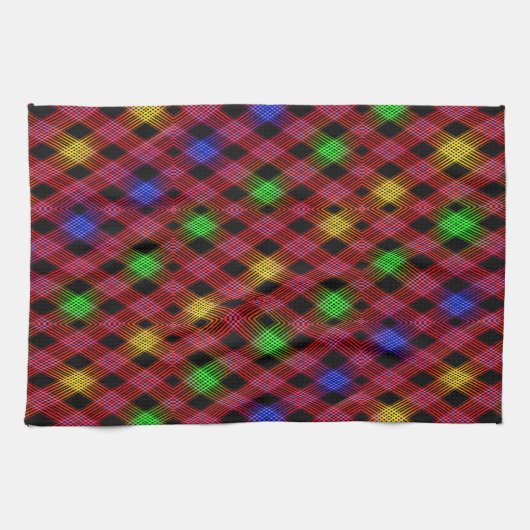 Gingham Check Multicolored Pattern Theedoek (Horizontaal)