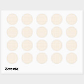 Gingham check patroon. Beige en wit. Ronde Sticker (Vel)