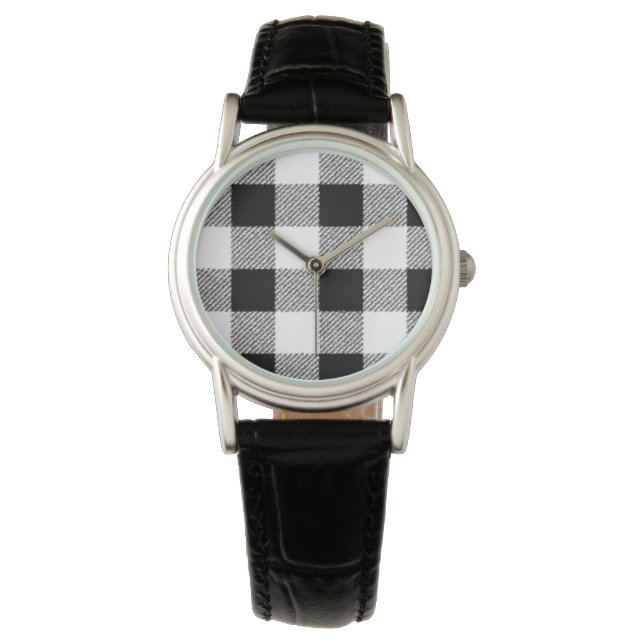 Gingham Check Pattern Horloge (Voorkant)