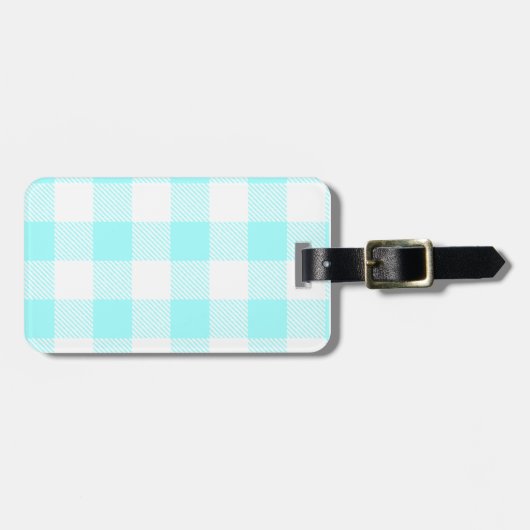 Gingham Check Pattern (lichtblauw) Bagagelabel (Voorkant horizontaal)