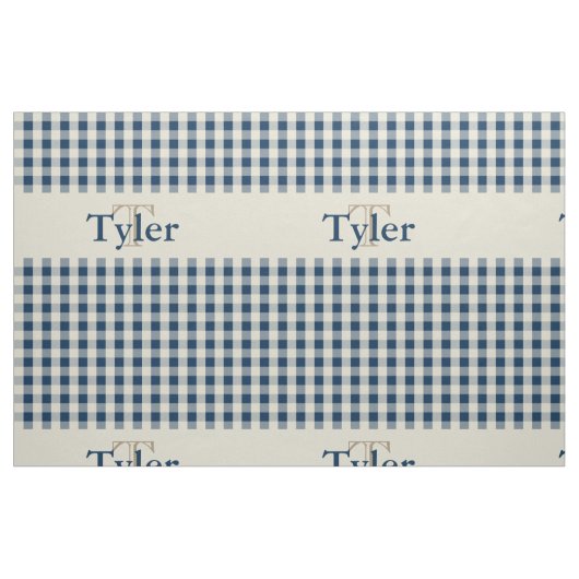 Gingham Check Pattern Monogram Custom Boy's Stof (Fat Quarter)