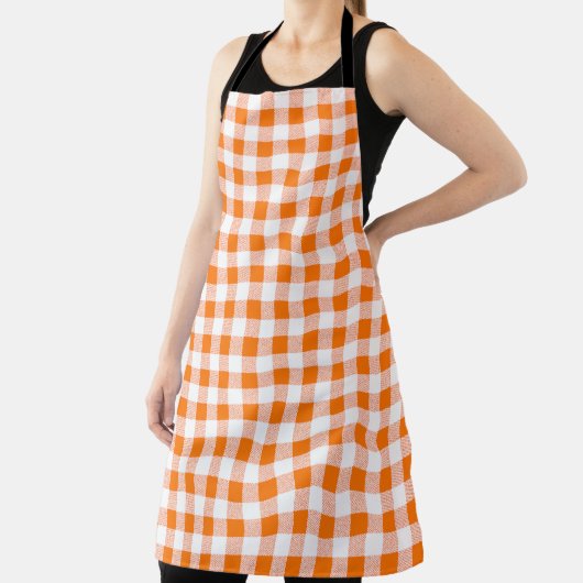 Gingham Check Pattern Oranje Schort (Insitu)