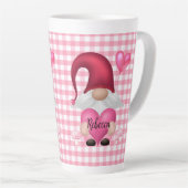 Gingham Check Pattern Personalized Gnome Mok (Rechterhoek)
