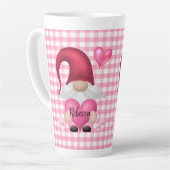 Gingham Check Pattern Personalized Gnome Mok (Linkerhoek)