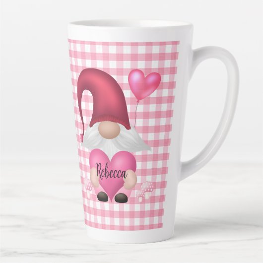 Gingham Check Pattern Personalized Gnome Mok (Rechts)