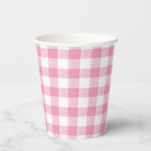 Gingham Check Pink Paper Cup Papieren Bekers (Achterkant)