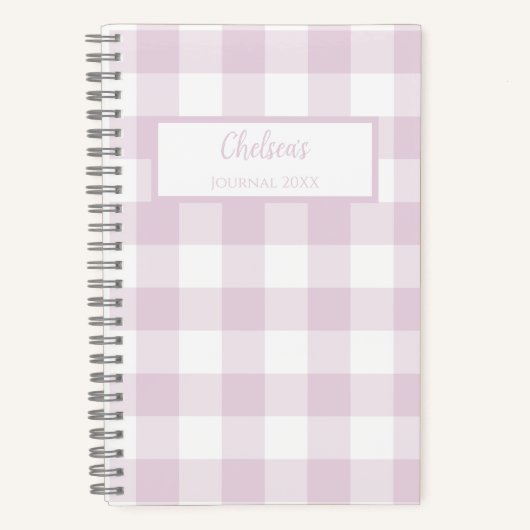 Gingham Check Pink Personalized Journal Notebook Notitieboek (Voorkant)