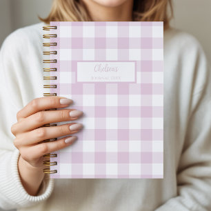Gingham Check Roze Persoonlijk Dagboek Notitieboek