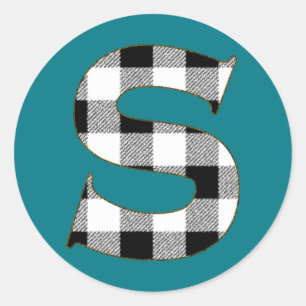 Gingham Check S Ronde Sticker
